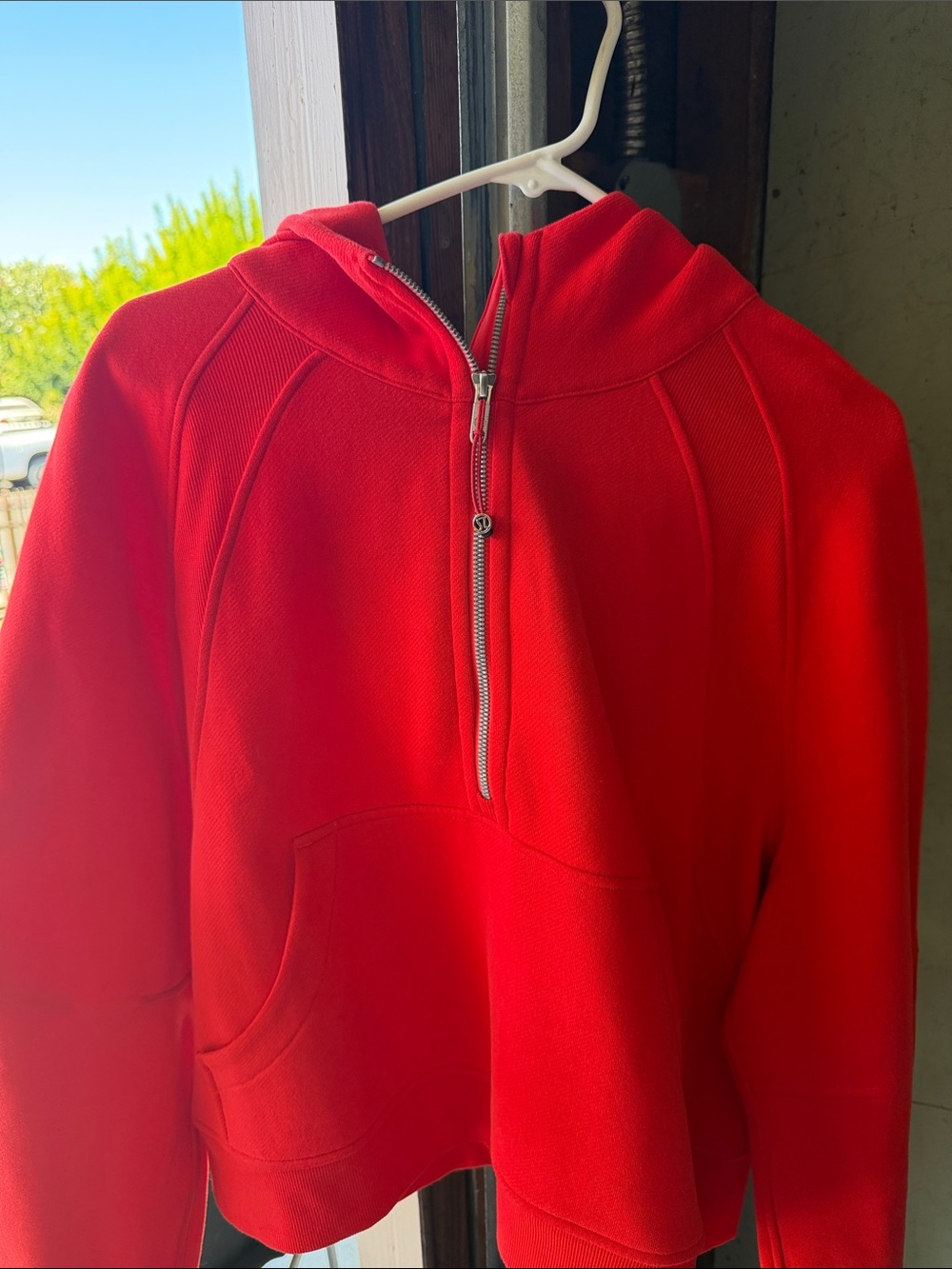 Lululemon Red Crop Scuba Zip Hoodie Jacket